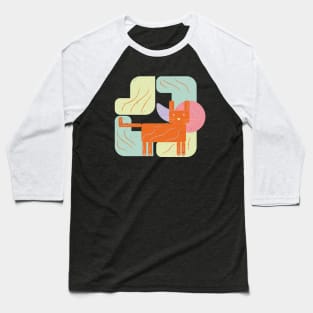 Cat with geometric and colorful shapes Baseball T-Shirt